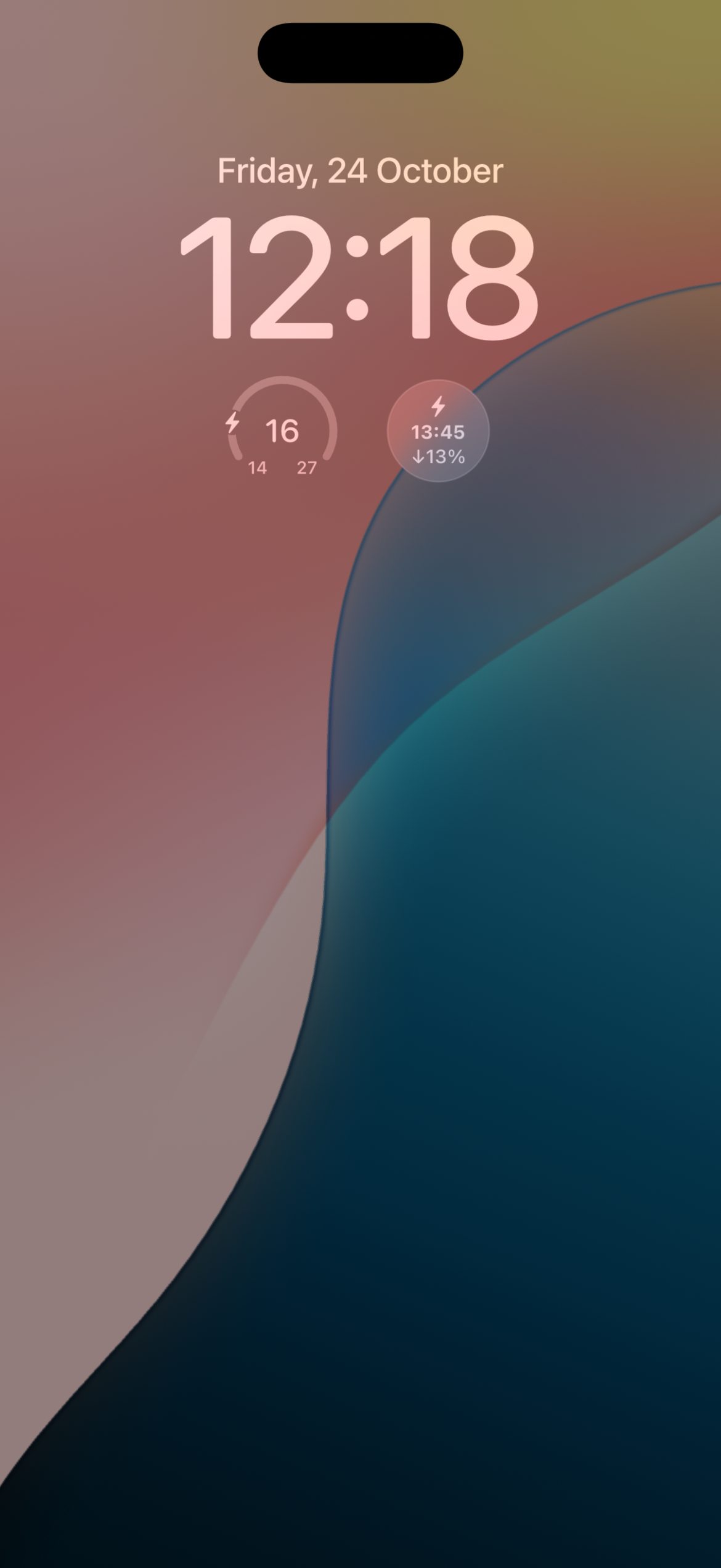 iPhone Lock Screen showing EnergyPricing accessory widgets