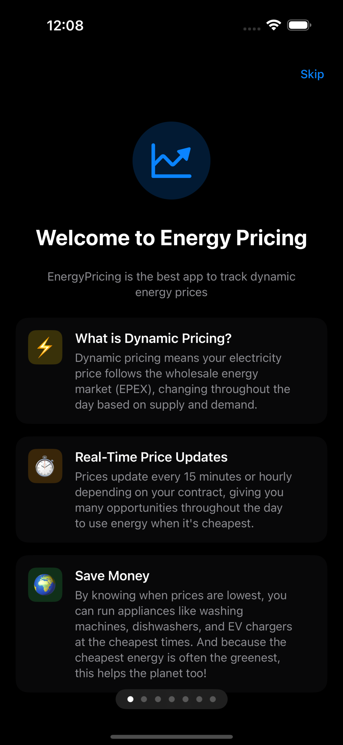 Welcome onboarding screen explaining dynamic pricing
