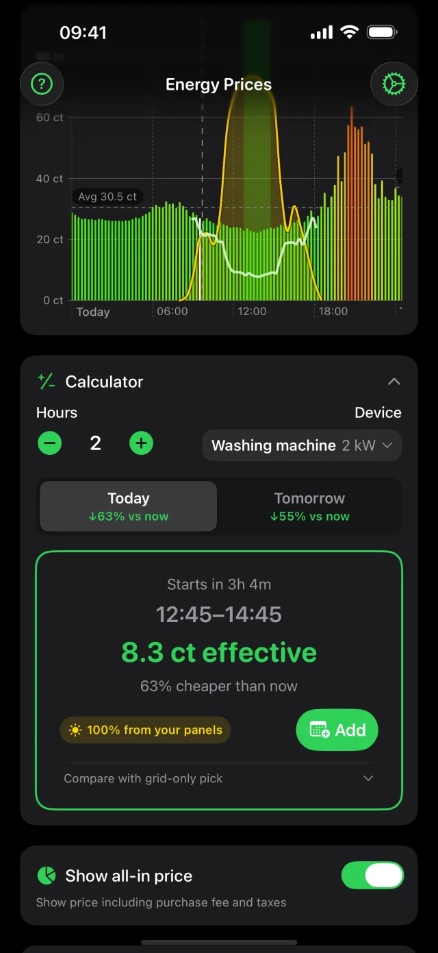 The calculator counts your panels: the cheapest window once your own solar is included