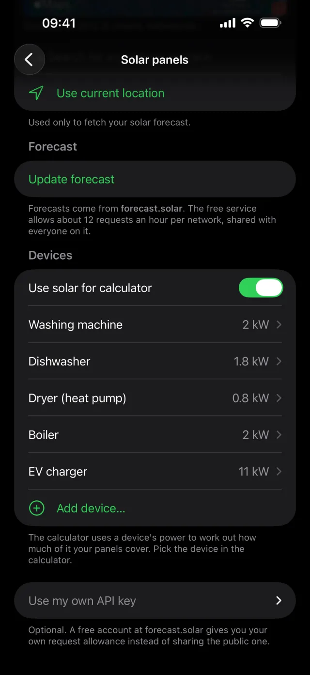 Pick a device instead of typing a wattage