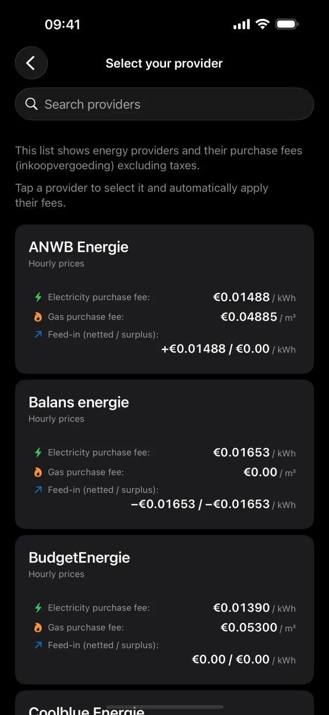 Your provider's fees, imported automatically